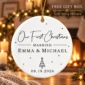 first christmas married ornament with personalized names & date product image product photo