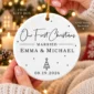 first christmas married ornament with personalized names & date product image