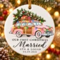 first christmas married ornament with vintage car product image mockup view