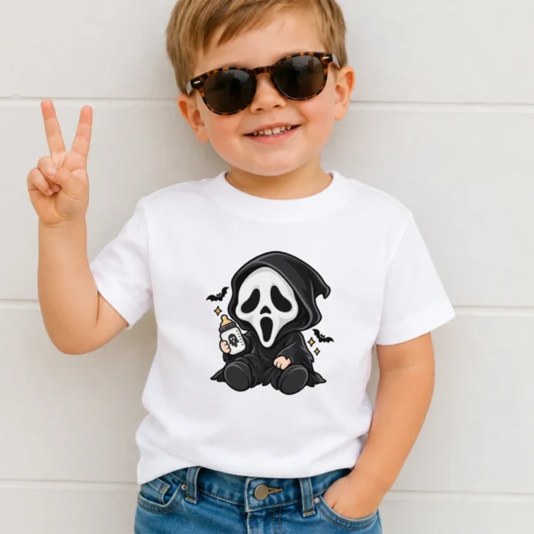 Halloween Ghost Mask Baby Bodysuit or Toddler Shirt — toddler shirt mockup halloween baby bodysuit mockup view