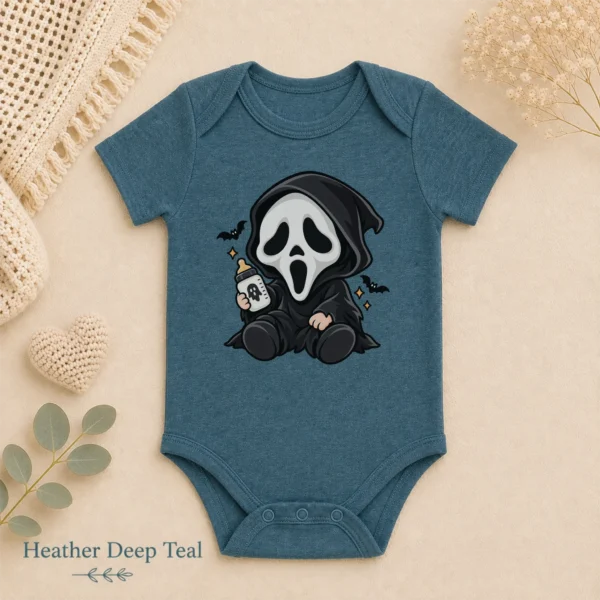 Halloween Ghost Mask Baby Bodysuit or Toddler Shirt — alternate product mockup halloween baby bodysuit product detail