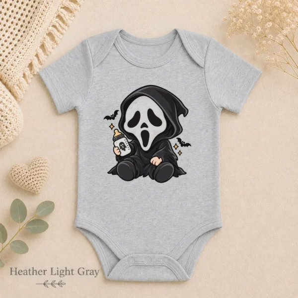 Halloween Ghost Mask Baby Bodysuit or Toddler Shirt — alternate product mockup halloween baby bodysuit product photo