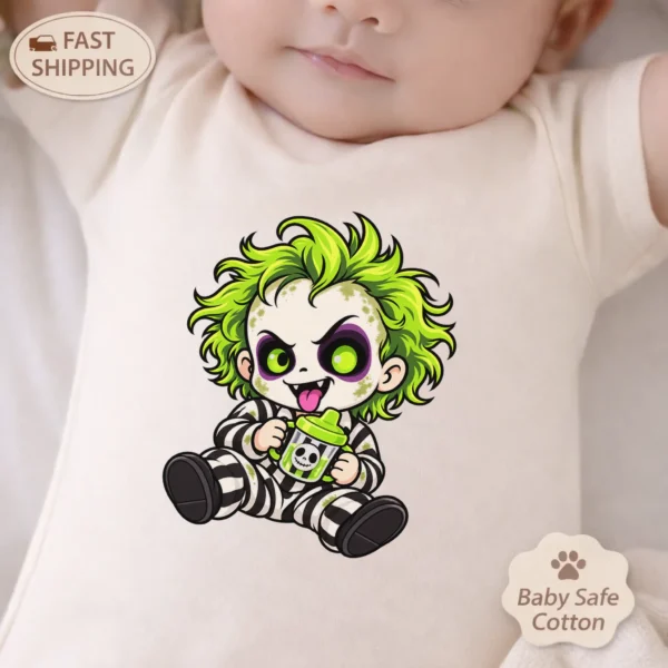 Halloween Striped Ghoul Baby Bodysuit or Toddler Shirt — baby bodysuit mockup halloween baby bodysuit product photo