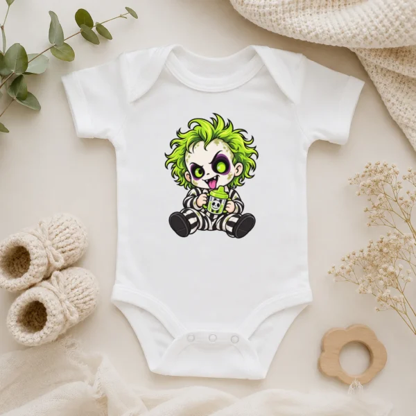 Halloween Striped Ghoul Baby Bodysuit or Toddler Shirt — alternate product mockup halloween baby bodysuit product photo