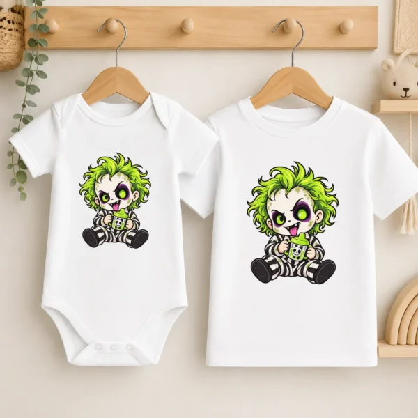 Halloween Striped Ghoul Baby Bodysuit or Toddler Shirt — baby bodysuit mockup halloween baby bodysuit product photo