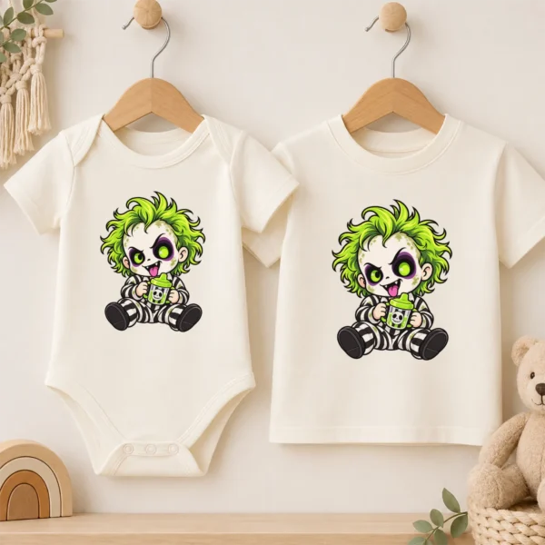 Halloween Striped Ghoul Baby Bodysuit or Toddler Shirt — baby bodysuit mockup halloween baby bodysuit mockup view