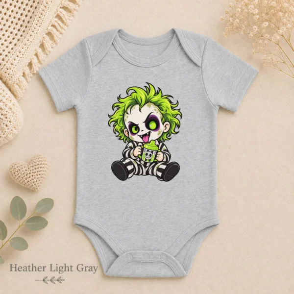Halloween Striped Ghoul Baby Bodysuit or Toddler Shirt — alternate product mockup halloween baby bodysuit product photo