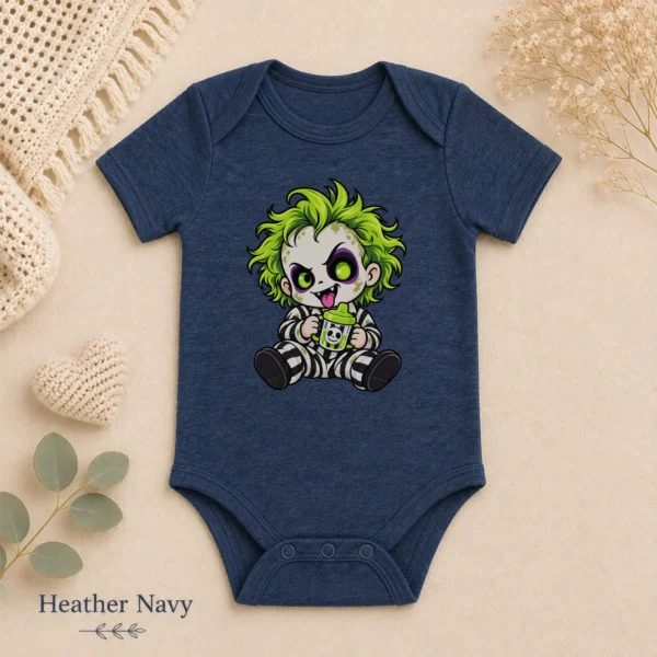Halloween Striped Ghoul Baby Bodysuit or Toddler Shirt — alternate product mockup halloween baby bodysuit product detail