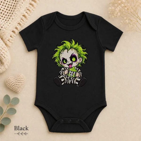 Halloween Striped Ghoul Baby Bodysuit or Toddler Shirt — alternate product mockup halloween baby bodysuit lifestyle scene