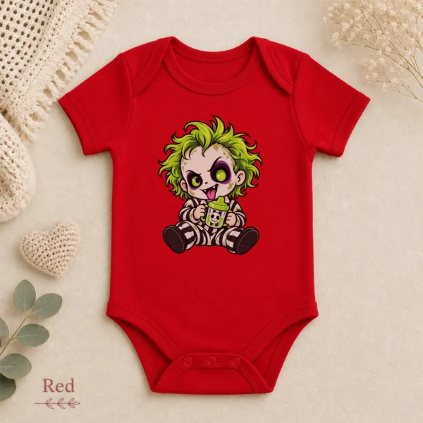 Halloween Striped Ghoul Baby Bodysuit or Toddler Shirt — alternate product mockup halloween baby bodysuit product photo