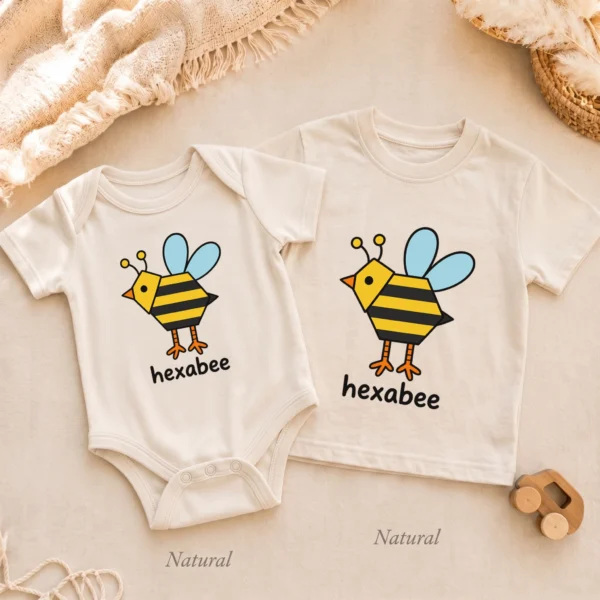Hexagon Bee Math Baby Bodysuit, Toddler & Youth Shirt | Hexabee — alternate product mockup hexagon bee math baby bodysuit product photo