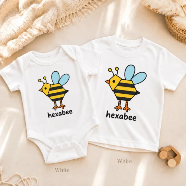 Hexagon Bee Math Baby Bodysuit, Toddler & Youth Shirt | Hexabee — alternate product mockup hexagon bee math baby bodysuit product photo