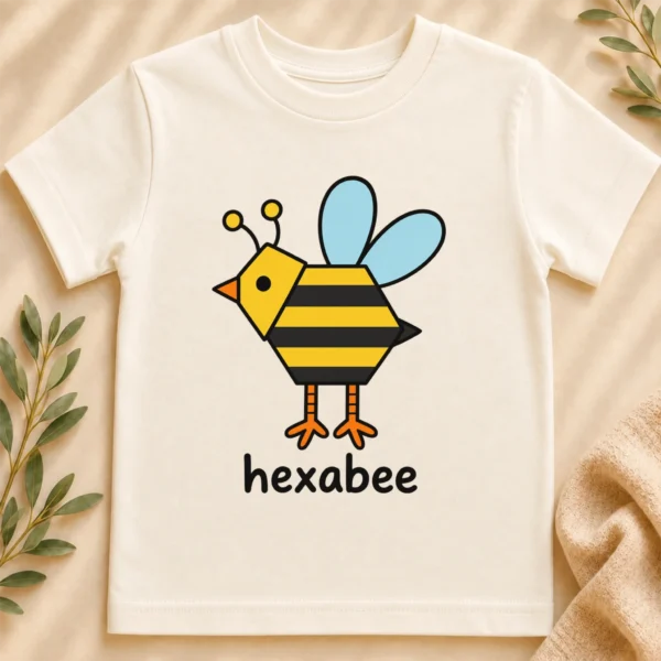 Hexagon Bee Math Baby Bodysuit, Toddler & Youth Shirt | Hexabee — toddler shirt mockup hexagon bee math baby bodysuit close-up detail