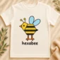 hexagon bee math baby bodysuit close-up detail