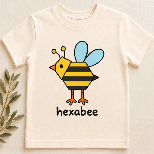 Hexagon Bee Math Baby Bodysuit, Toddler & Youth Shirt | Hexabee — toddler shirt mockup hexagon bee math baby bodysuit close-up detail