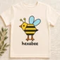 hexagon bee math baby bodysuit close-up detail
