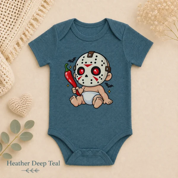Baby Bodysuit or Toddler Shirt, Hockey Mask Halloween — alternate product mockup hockey mask baby bodysuit product photo