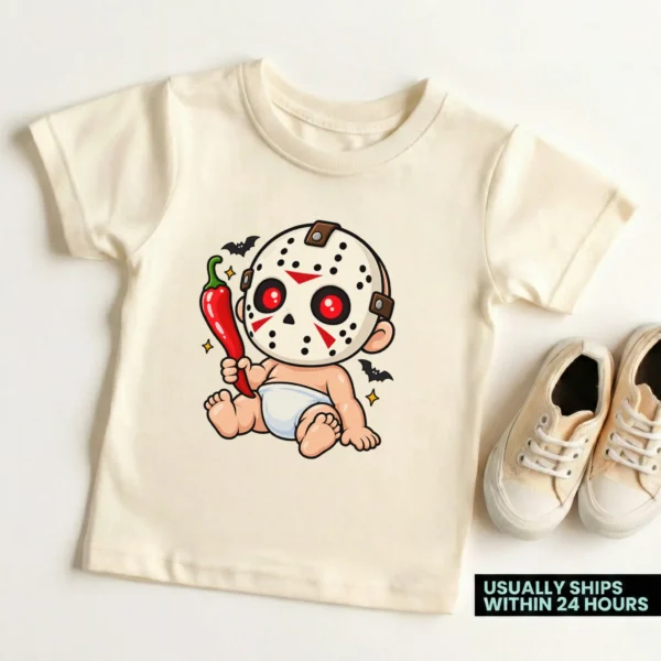 Baby Bodysuit or Toddler Shirt, Hockey Mask Halloween — toddler shirt mockup hockey mask baby bodysuit product photo