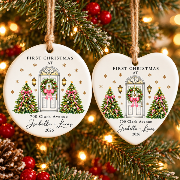 keepsake-first-christmas3 personalized ceramic new home ornament for first christmas couple product image product photo