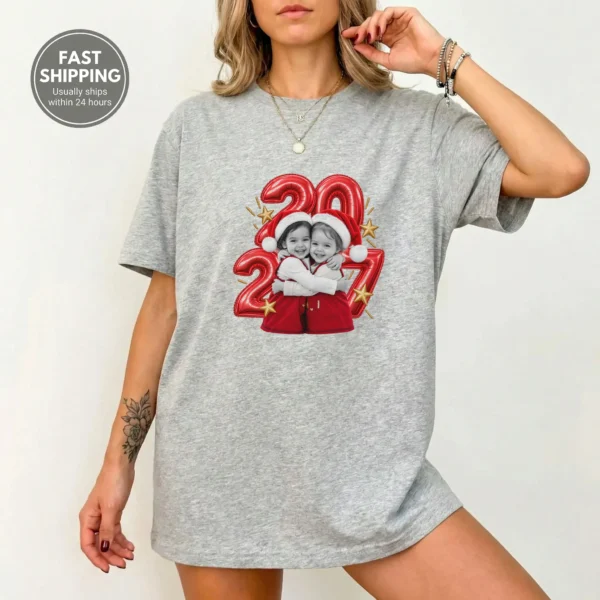 New Year's 2027 Adult Shirt, Embracing Children — alternate product mockup new year's 2027 adult shirt t-shirt product photo