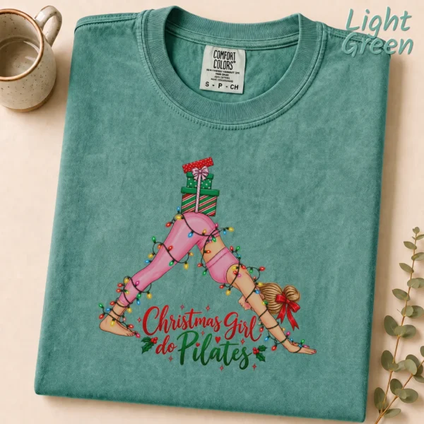 Christmas Girl Do Pilates New Year's Shirt — alternate product mockup new year's girl do pilates shirt t-shirt alternate angle