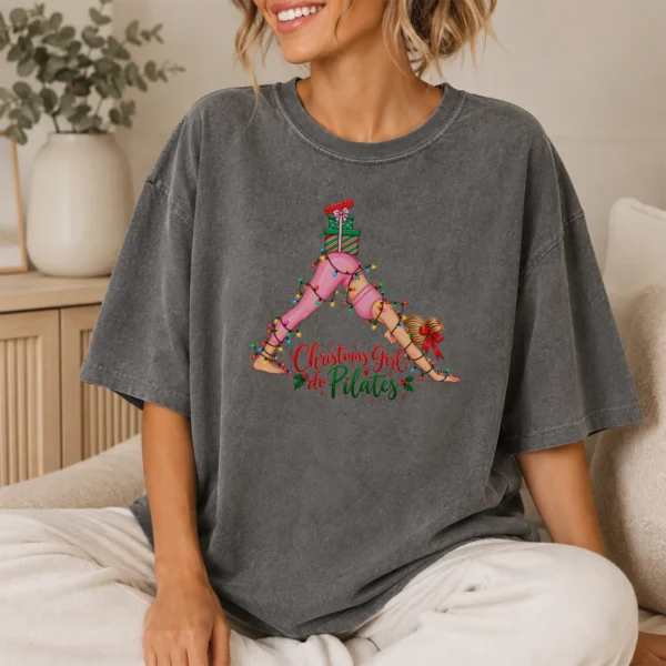 Christmas Girl Do Pilates New Year's Shirt — lifestyle mockup new year's girl do pilates shirt t-shirt lifestyle scene