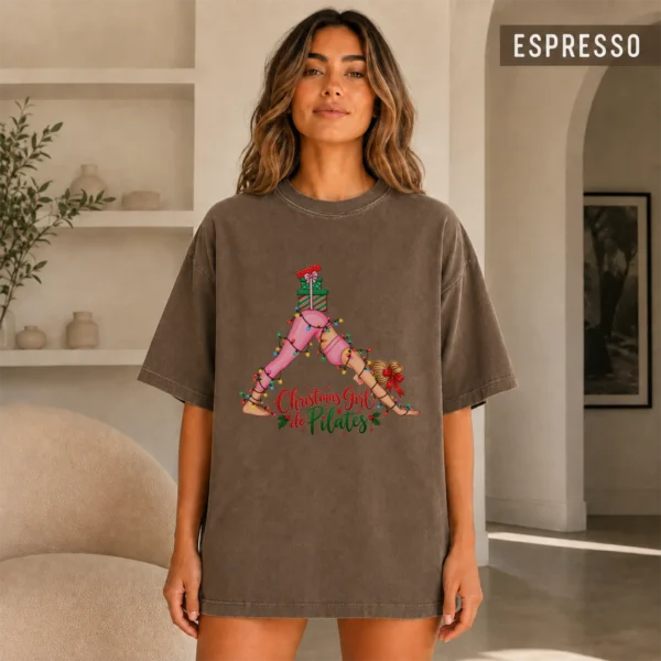 Christmas Girl Do Pilates New Year's Shirt — alternate product mockup new year's girl do pilates shirt t-shirt color options