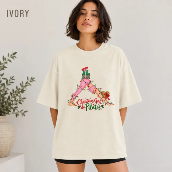 Christmas Girl Do Pilates New Year's Shirt — alternate product mockup new year's girl do pilates shirt t-shirt color options