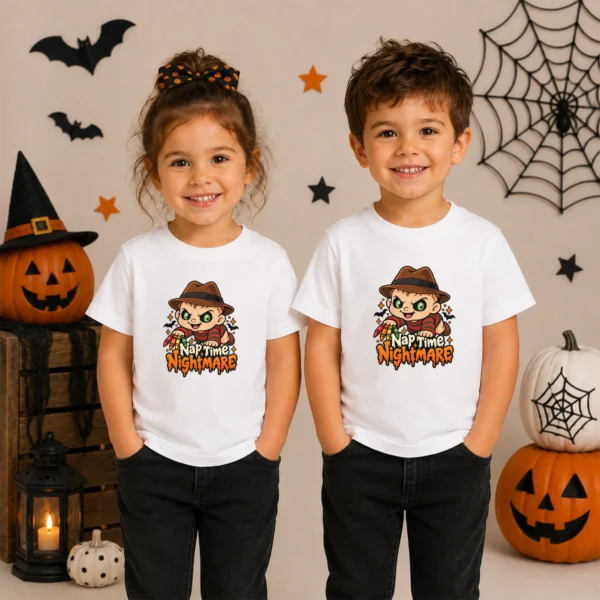Halloween Nap Time Nightmare Baby Bodysuit or Toddler Shirt — toddler shirt mockup nightmare baby bodysuit product photo