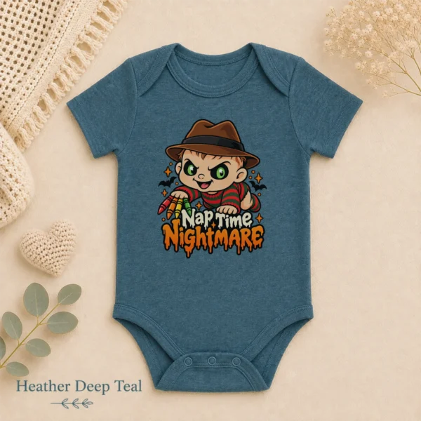 Halloween Nap Time Nightmare Baby Bodysuit or Toddler Shirt — alternate product mockup nightmare baby bodysuit product photo