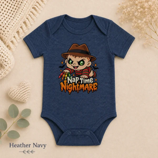Halloween Nap Time Nightmare Baby Bodysuit or Toddler Shirt — alternate product mockup nightmare baby bodysuit alternate angle