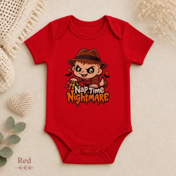 Halloween Nap Time Nightmare Baby Bodysuit or Toddler Shirt — alternate product mockup nightmare baby bodysuit product photo