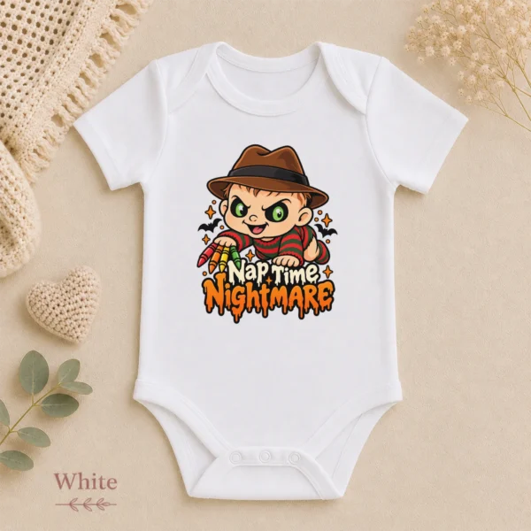 Halloween Nap Time Nightmare Baby Bodysuit or Toddler Shirt — alternate product mockup nightmare baby bodysuit product photo
