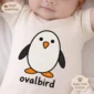 oval penguin baby bodysuit product photo
