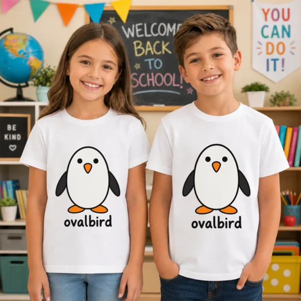 Oval Penguin Baby Bodysuit, Toddler & Youth Shirt | Ovalbird — back view oval penguin baby bodysuit back view