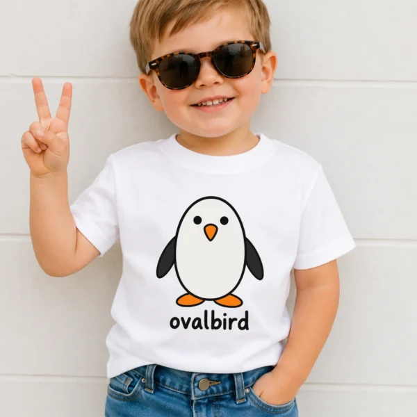 Oval Penguin Baby Bodysuit, Toddler & Youth Shirt | Ovalbird — toddler shirt mockup oval penguin baby bodysuit product photo