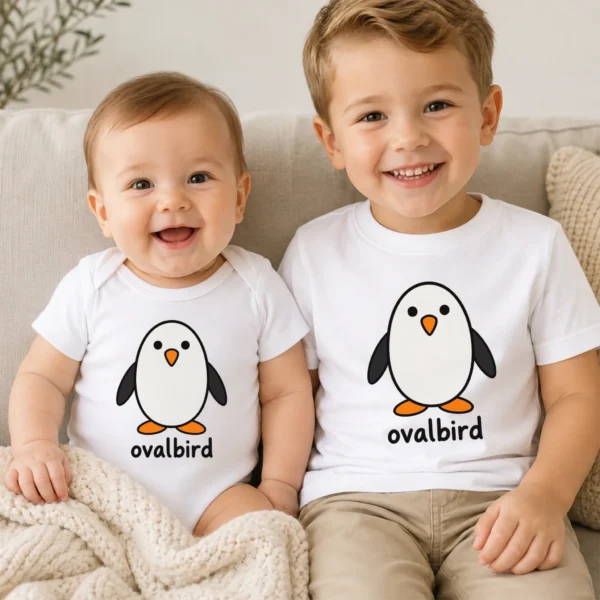 Oval Penguin Baby Bodysuit, Toddler & Youth Shirt | Ovalbird — baby bodysuit mockup oval penguin baby bodysuit product photo