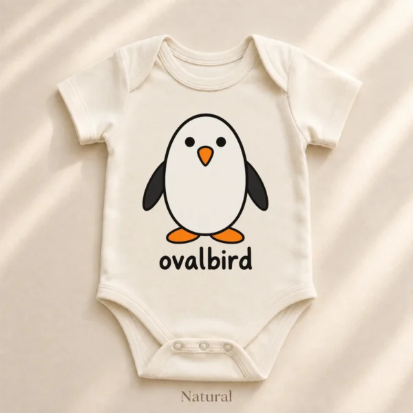 Oval Penguin Baby Bodysuit, Toddler & Youth Shirt | Ovalbird — alternate product mockup oval penguin baby bodysuit styled product photo