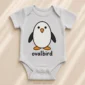 oval penguin baby bodysuit close-up detail