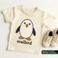 oval penguin baby bodysuit mockup view