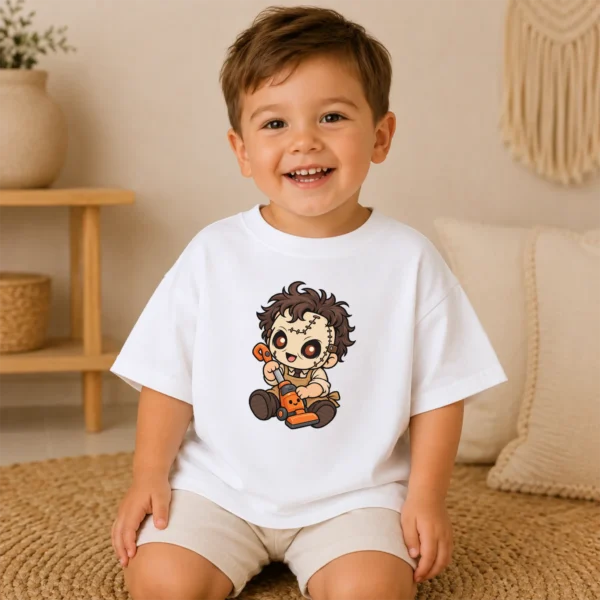 Halloween Toy Vacuum Patchwork Mask Baby Bodysuit or Toddler Shirt — toddler shirt mockup patchwork mask baby bodysuit product photo