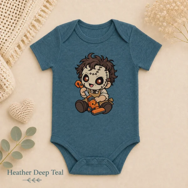 Halloween Toy Vacuum Patchwork Mask Baby Bodysuit or Toddler Shirt — alternate product mockup patchwork mask baby bodysuit product detail