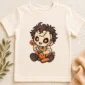 patchwork mask baby bodysuit close-up detail