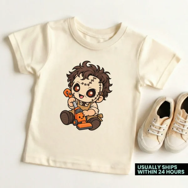 Halloween Toy Vacuum Patchwork Mask Baby Bodysuit or Toddler Shirt — toddler shirt mockup patchwork mask baby bodysuit mockup view