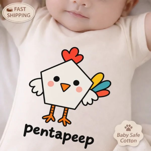 Pentagon Chicken Baby Bodysuit, Toddler & Youth Shirt | Pentapeep — baby bodysuit mockup pentagon chicken baby bodysuit alternate angle