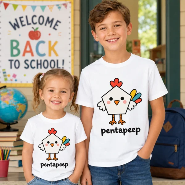Pentagon Chicken Baby Bodysuit, Toddler & Youth Shirt | Pentapeep — back view pentagon chicken baby bodysuit back view