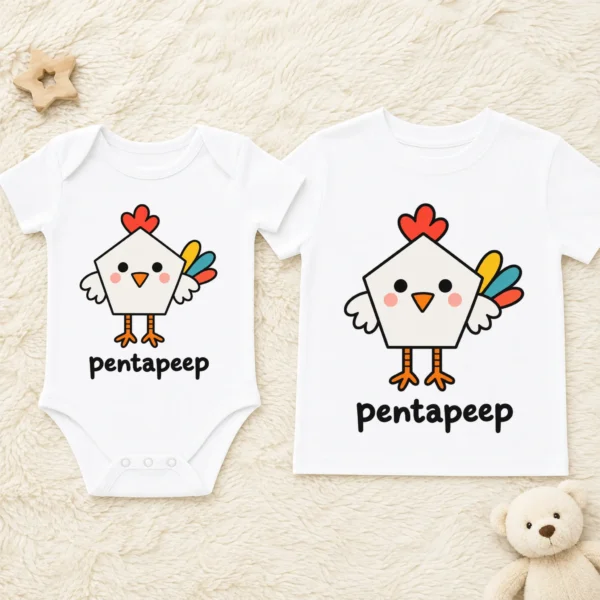 Pentagon Chicken Baby Bodysuit, Toddler & Youth Shirt | Pentapeep — baby bodysuit mockup pentagon chicken baby bodysuit product photo