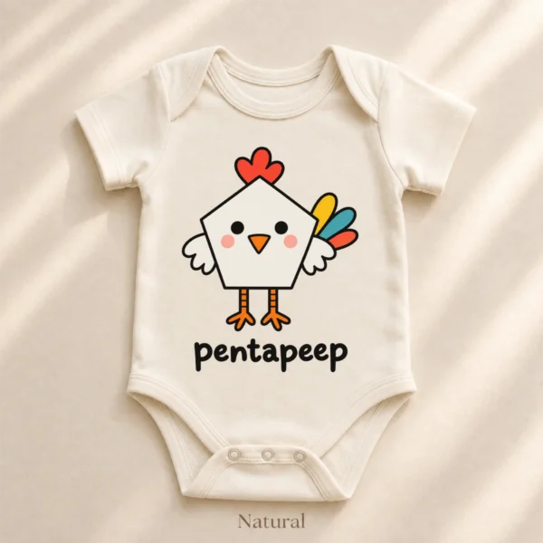 Pentagon Chicken Baby Bodysuit, Toddler & Youth Shirt | Pentapeep — alternate product mockup pentagon chicken baby bodysuit product detail