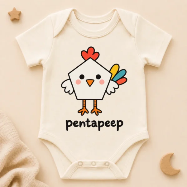 Pentagon Chicken Baby Bodysuit, Toddler & Youth Shirt | Pentapeep — alternate product mockup pentagon chicken baby bodysuit lifestyle scene