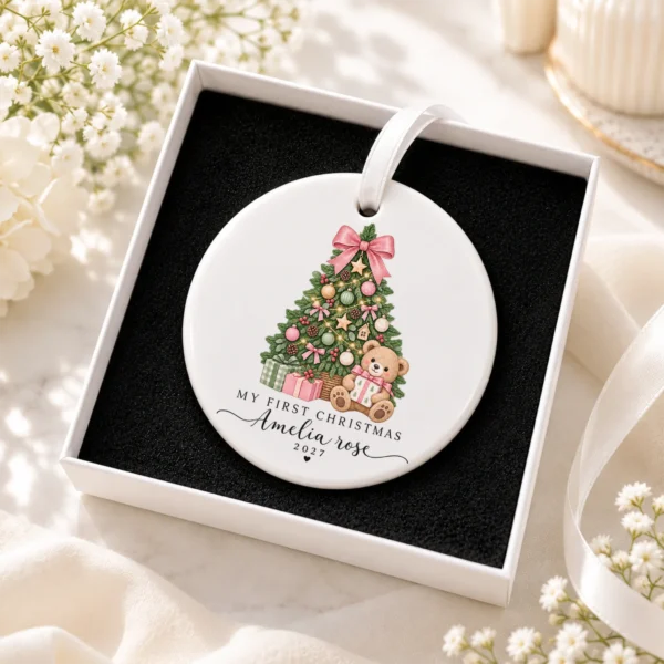 Personalized Baby's My First Christmas 2027 Ornament — alternate product mockup personalized baby’s first christmas ornament product image product photo